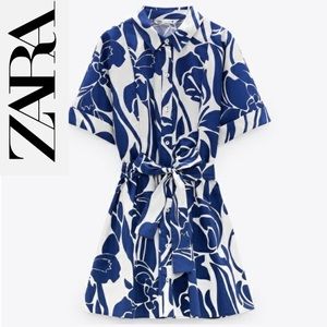 Zara Blogger’s Favorite Floral Shirt Dress Sz S
